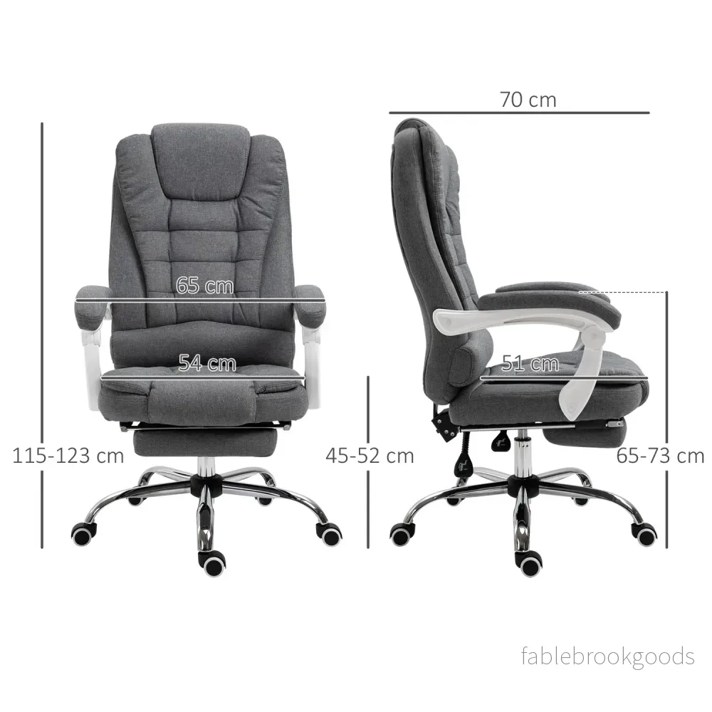 Kontorsstol med fotstöd, höjdjusterbar, linne-look - Bild 3