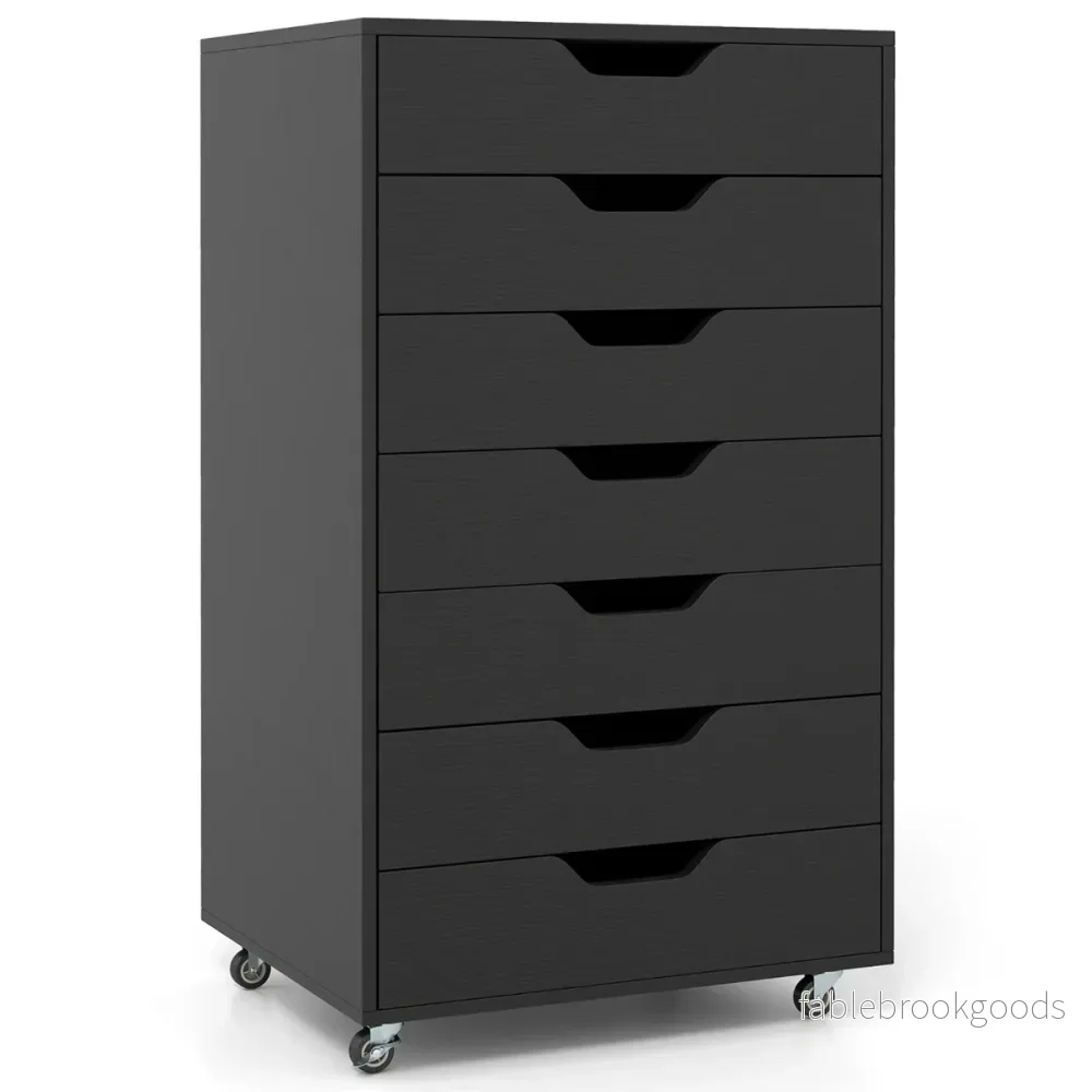 Rullcontainer – med Låda mobil Arkivskåp Hjul Kontorscontainer – 7 – Svart