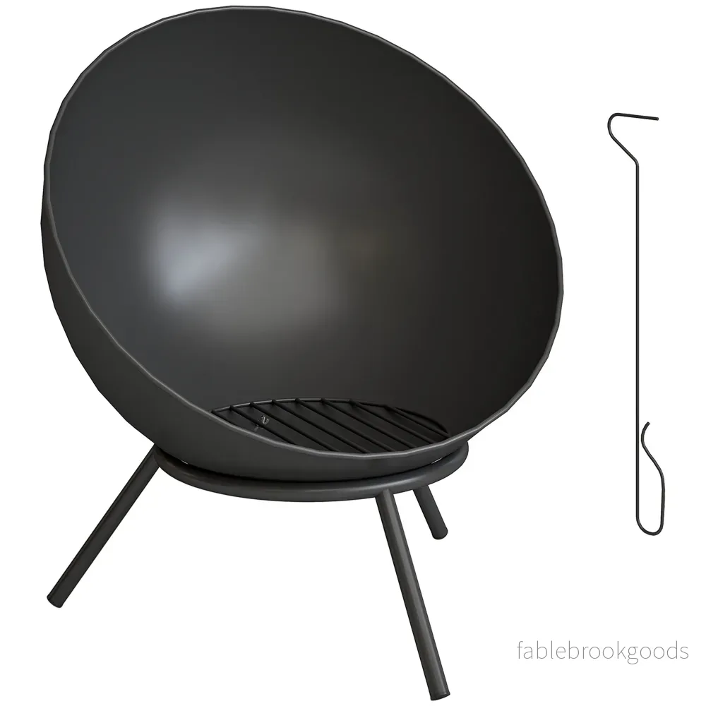 Eldstad i metall för utomhusbruk, 60 cm, svart, enkel montering