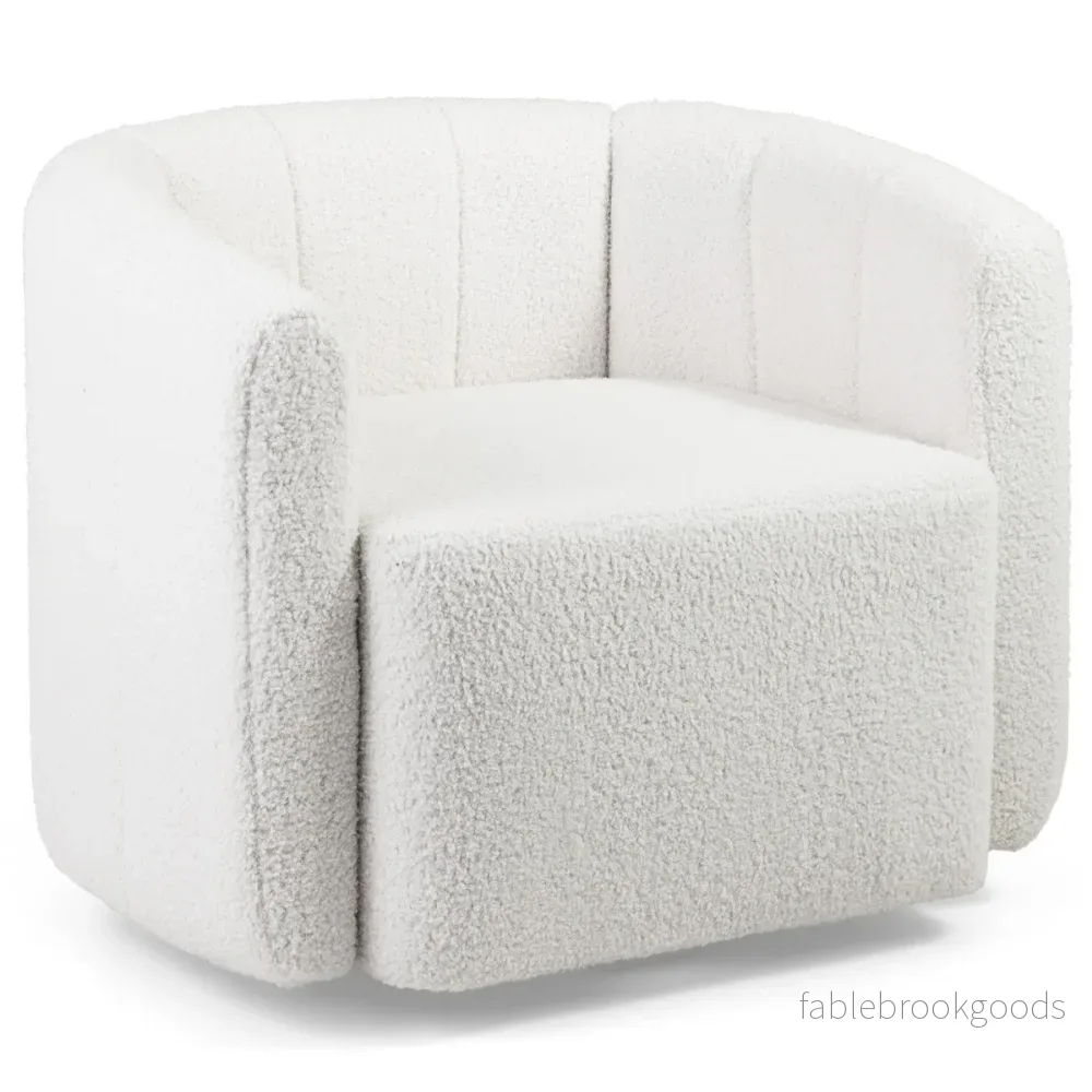 Avkopplande – stol med bred sits och 360° roterande metallbas – 83 x 70 x 65 cm – Vit