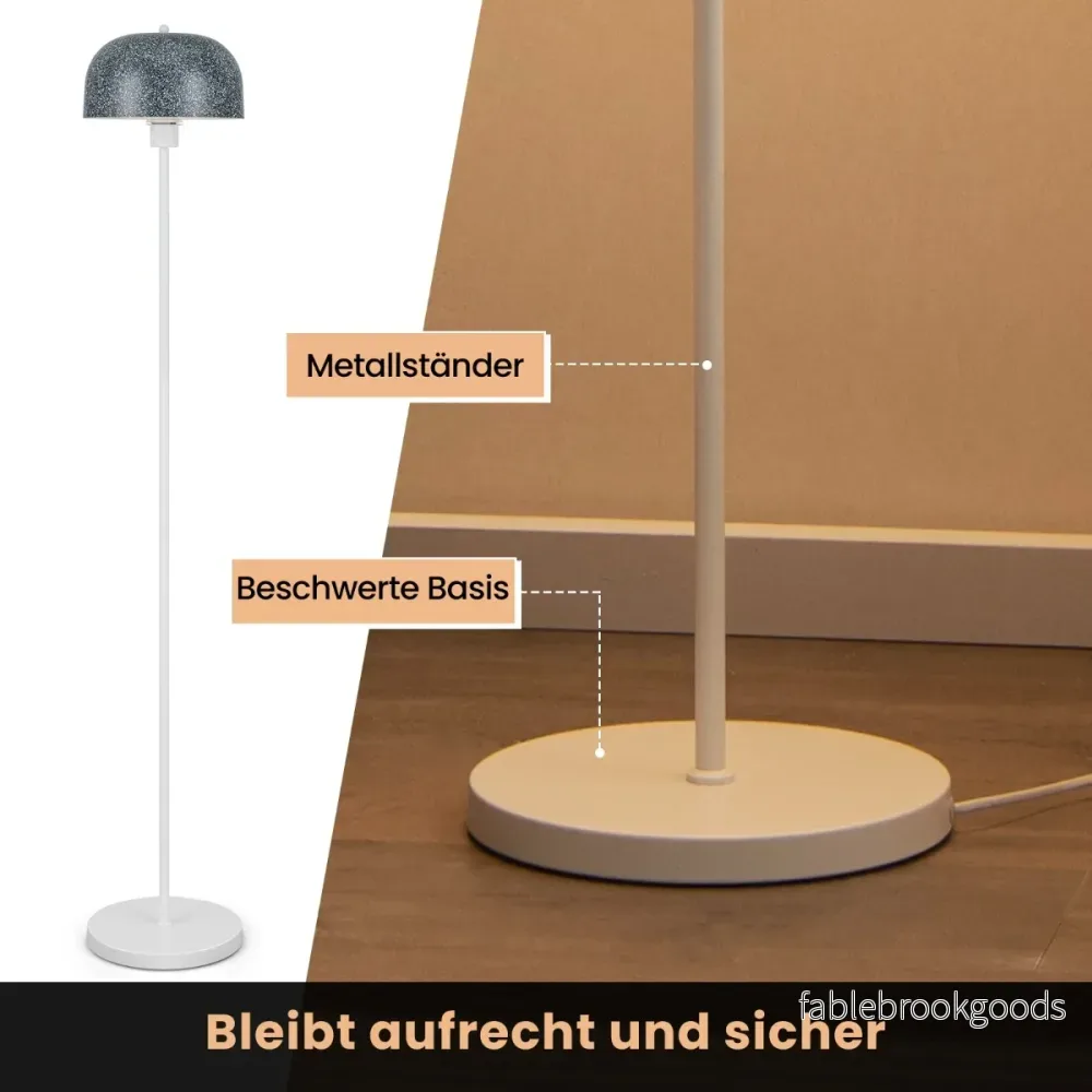 Golvlampa – med fotkontakt och E27 lampfot lampskärm – 146 cm – Grå - Bild 2