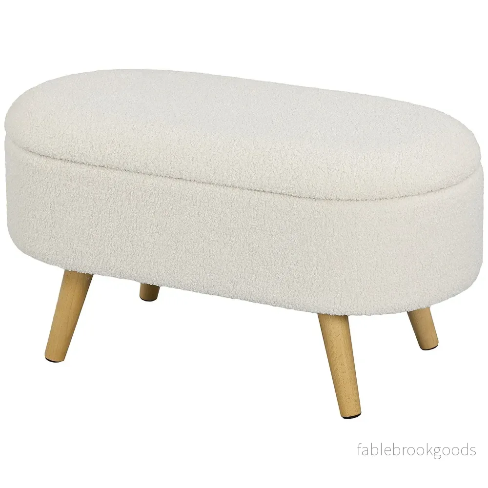 Förvaringsbänk med lock, Klädd Teddy Sammet, 82x41x45 cm