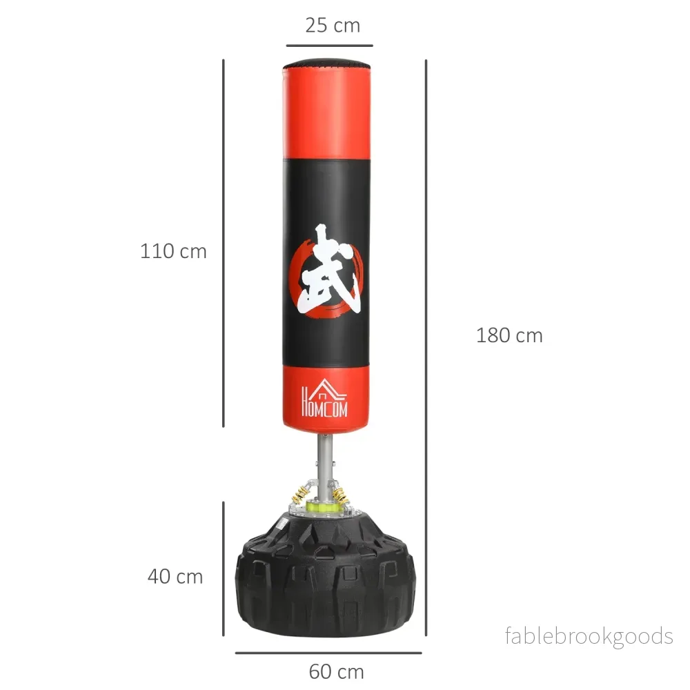 Fristående boxningssäck, sugbas, 180cm, svart/röd - Bild 3