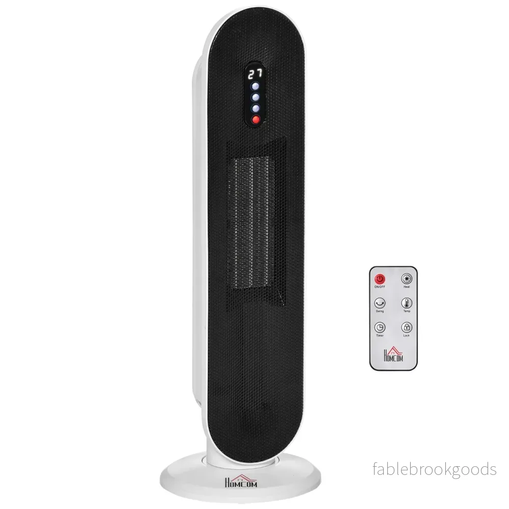 Keramisk tornvärmare, 2000W, Fjärrkontroll & Timer, Oscillerande
