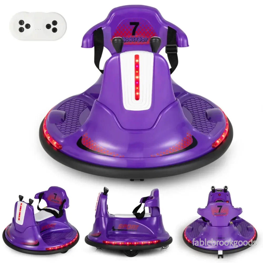 6V – Kids Bumper Car graders rotation med musik och färgglada LED ljus – 360 – Lila
