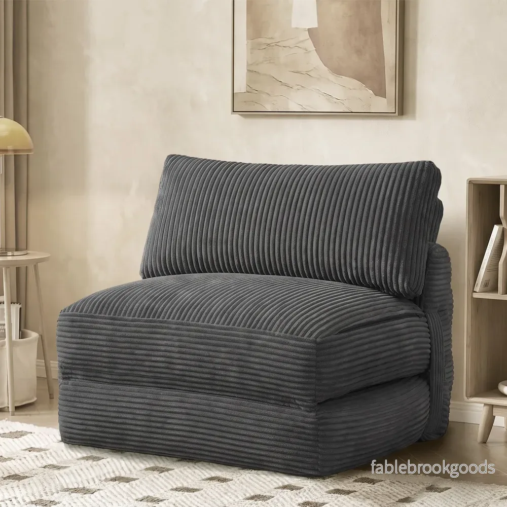 Slaapfauteuil – Opvouwbaar van Corduroy – Met Kussen – Loodgrijs – 89 x 89 x 78 cm Slaapfauteuil – Opvouwbaar van Corduroy – Met Kussen – Loodgrijs – 89 x 89 x 78 cm
