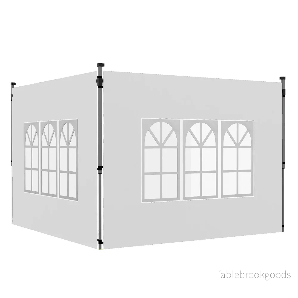 Vattentäta sidoväggar till paviljongen med fönster, 3x3/3x4 m, vita