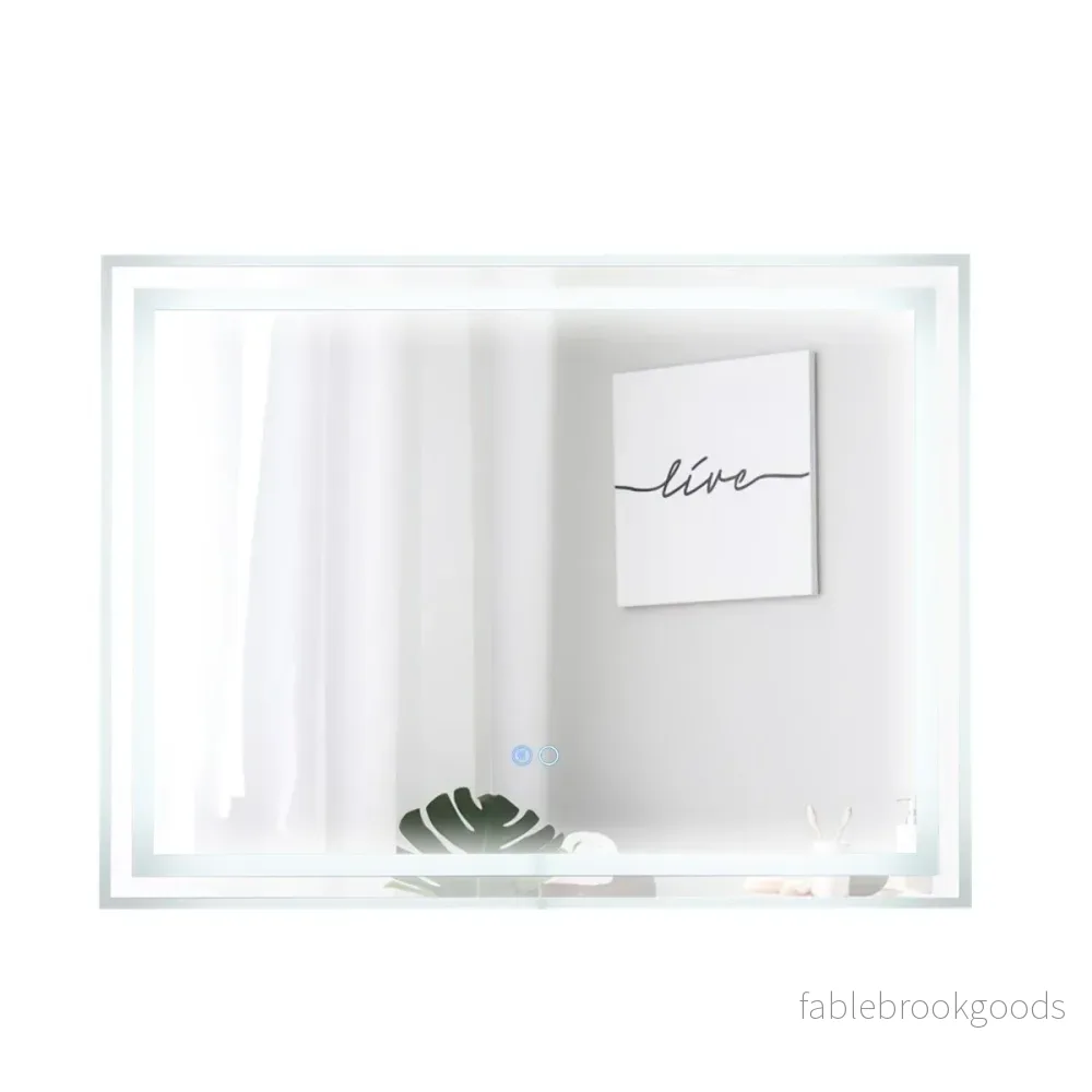 LED Badrumsspegel – med belysning Anti dim rektangulär – 80 x 60 cm – Silver
