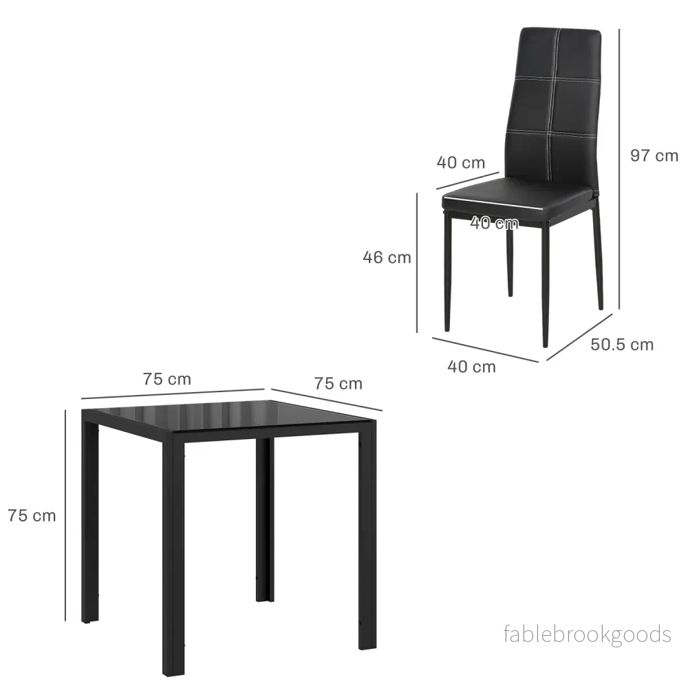 Matställ matbord med 4 stolar platsbesparande matsalsgrupp sittgrupp svart - Bild 3