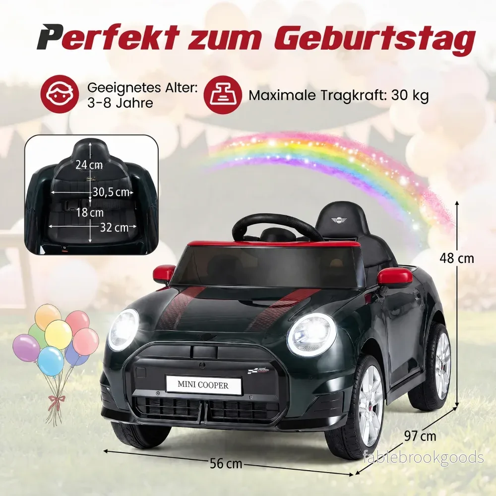 Barnbil – V i BMW Mini design Elbil för med fjärrkontroll LED och Mjukstart – 12 - Bild 2