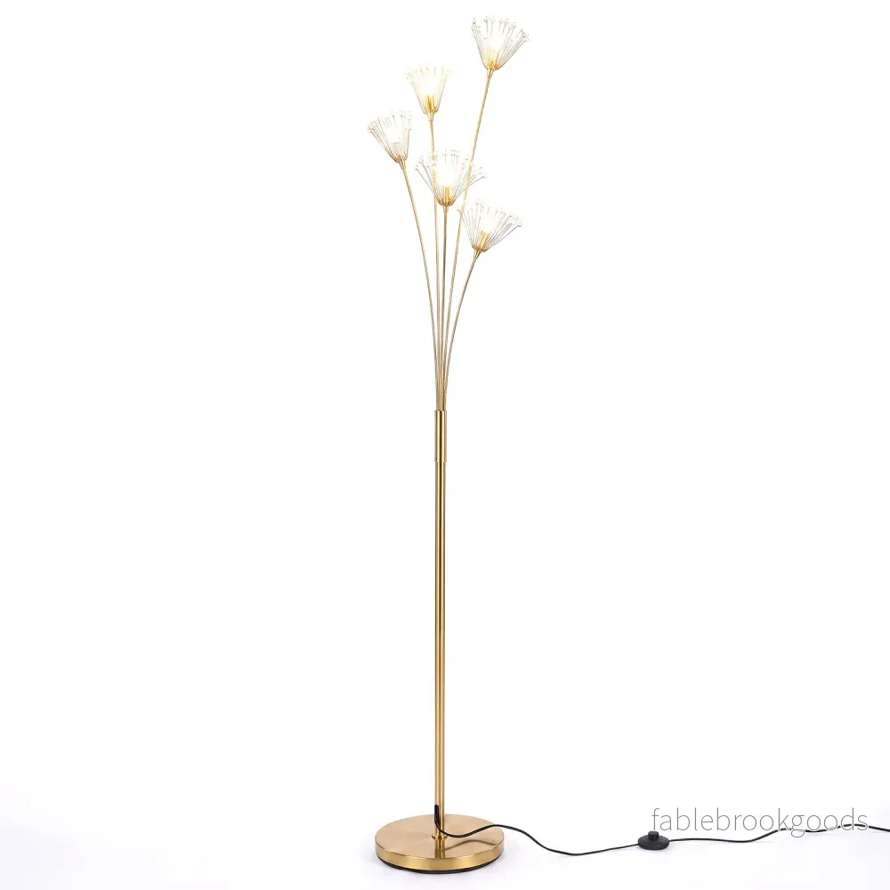 Modern – golvlampa i maskrosform, dekorativ stående med metallram – 28 x 180 cm