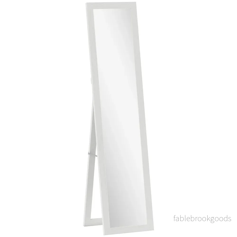 Helkroppsspegel med ram, antik träfinish, 157 cm