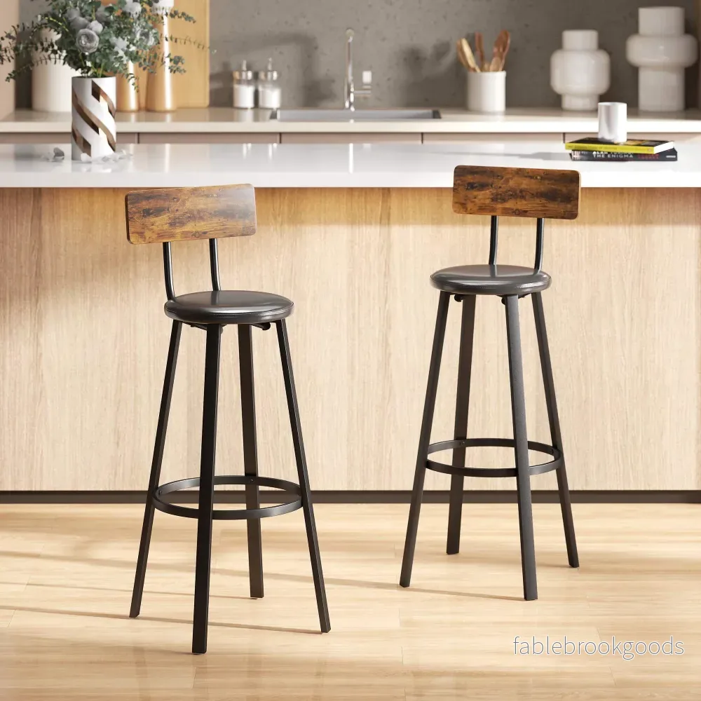 Barstolar Set om 2, Ryggstöd, Sitthöjd 75,5 cm - Bild 2