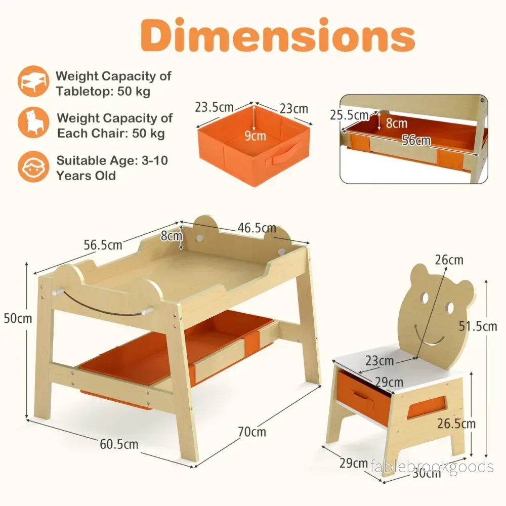 i – målbord med vändbar tavla och whiteboard barnsittgrupp i björnform förvaringsutrymme Naturfärgad – 5 1 – Natur - Bild 2