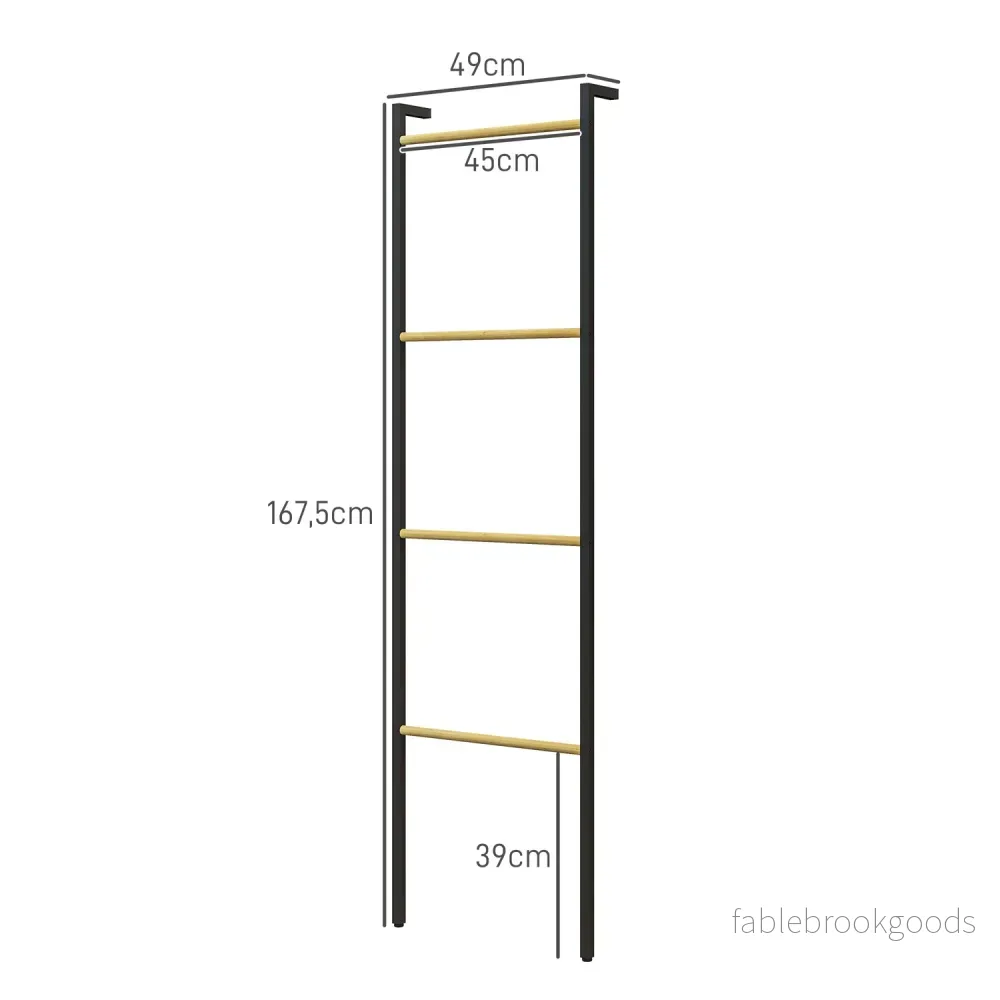 Handduksstegeställ, 4-stångsstål, utrymmesbesparande svart 49x167,5 cm - Bild 3