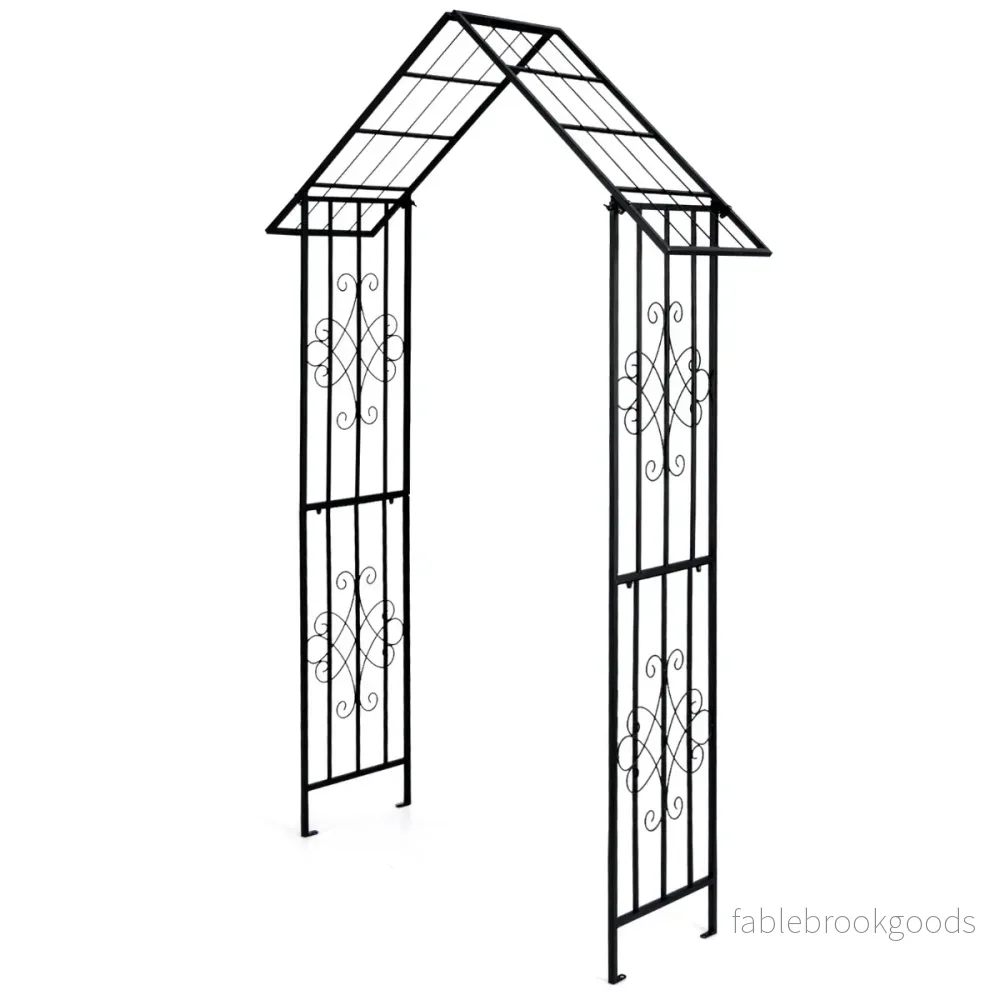 Rose – Arch Metal Trädgårdsbåge för klätterväxter Spaljébåge bröllopsfest på bakgården – 140 x 40 x 223 cm – Svart