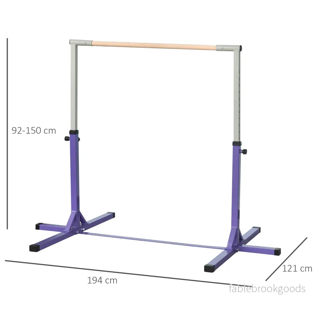 Justerbar gymnastikstång, 13-nivåer, stål & trä, 75 kg Kapacitet - Bild 3