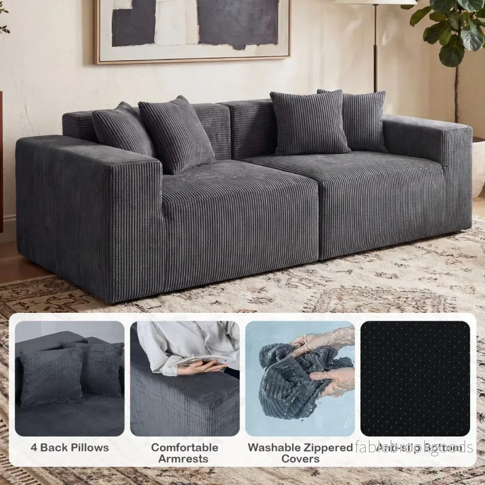 sitssoffa – Boneless med djup sittplats och ryggstöd, bekväma armstöd – 2 204 cm – Grå - Bild 3