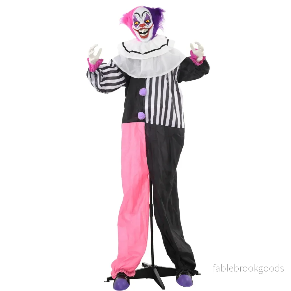 Animerad Halloween-clownrekvisita med rörelse och ljud, 173 cm