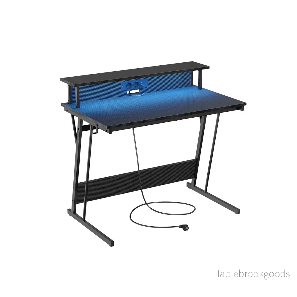 Skrivbord med Power Strip – Kompakt och funktionellt – Sooty Black Skrivbord med Power Strip – Kompakt och funktionellt – Sooty Black