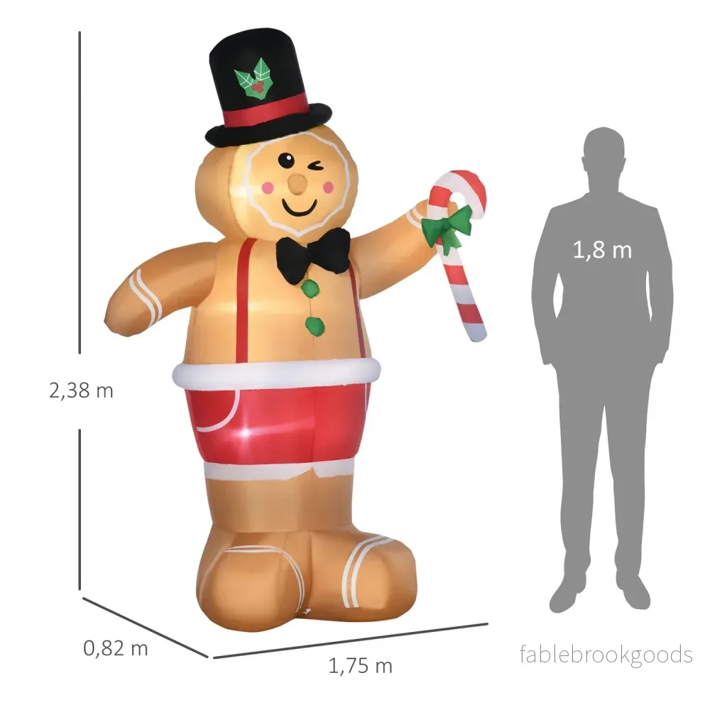 Uppblåsbar Gingerbread Man 2.38M med LED-lampor, vattentät - Bild 3