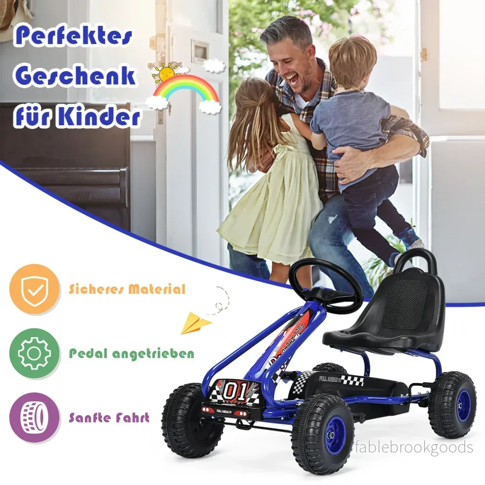 Gokart – Go Cart med handbroms pedalbil pedalfordon år – 30 kg 3-6 – Blå - Bild 3