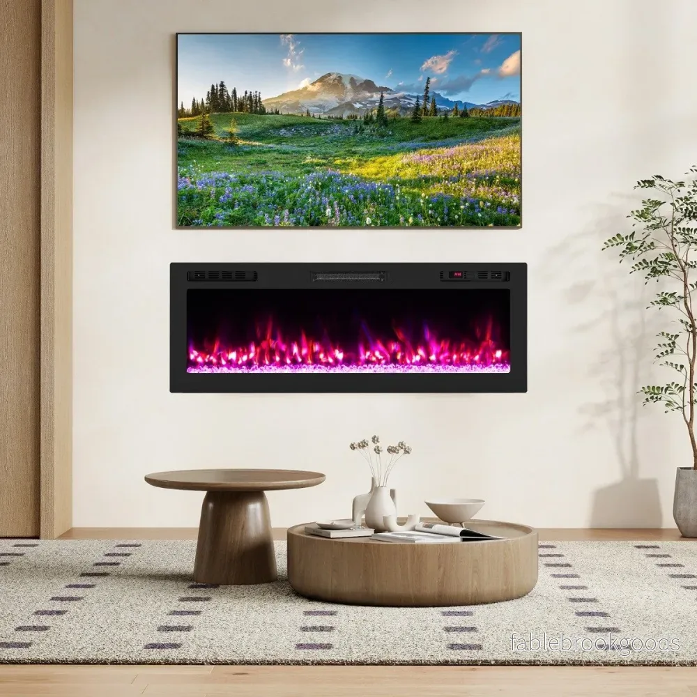 50" – elektrisk öppen spis med värme W/1500 W Inbyggd fjärrkontroll och appstyrning WiFi – 750 – Svart - Bild 3