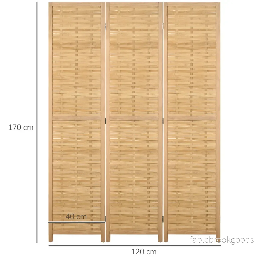 Vikbar rumsavdelare i bambu – 3-delad sekretessskärm 120x170cm - Bild 3