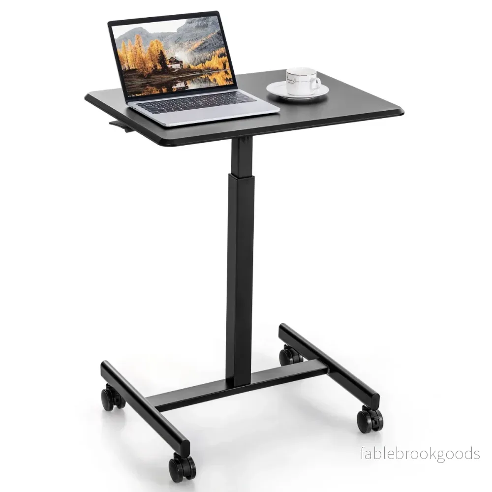 Höjdjusterbart – laptopbord med hjul, datorbordsvagn, skötselbord, lastkapacitet upp till – 4 80 kg – Svart - Bild 2