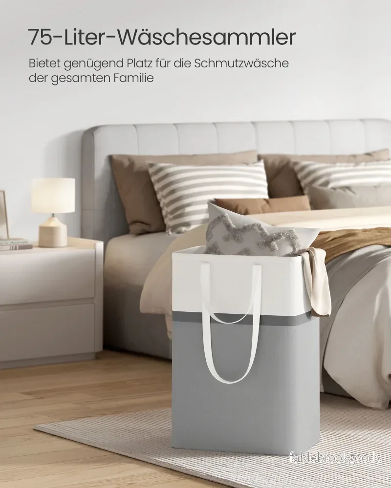 Tvättkorgsset 2x 75L med duvgrå handtag - Bild 3