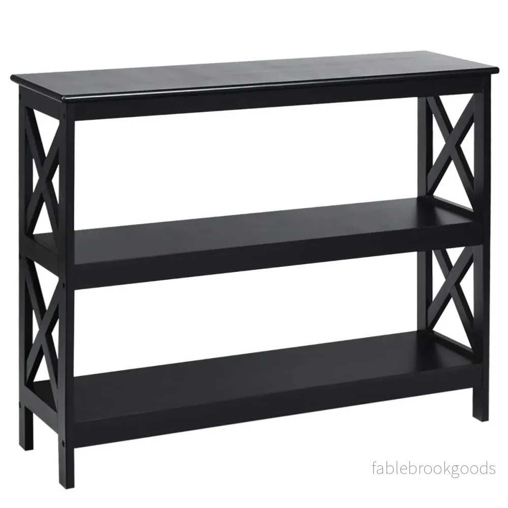 Konsolbord – Sidobord Industriell design med hylla Hallbord – 100 x 33 x 80 cm – Svart
