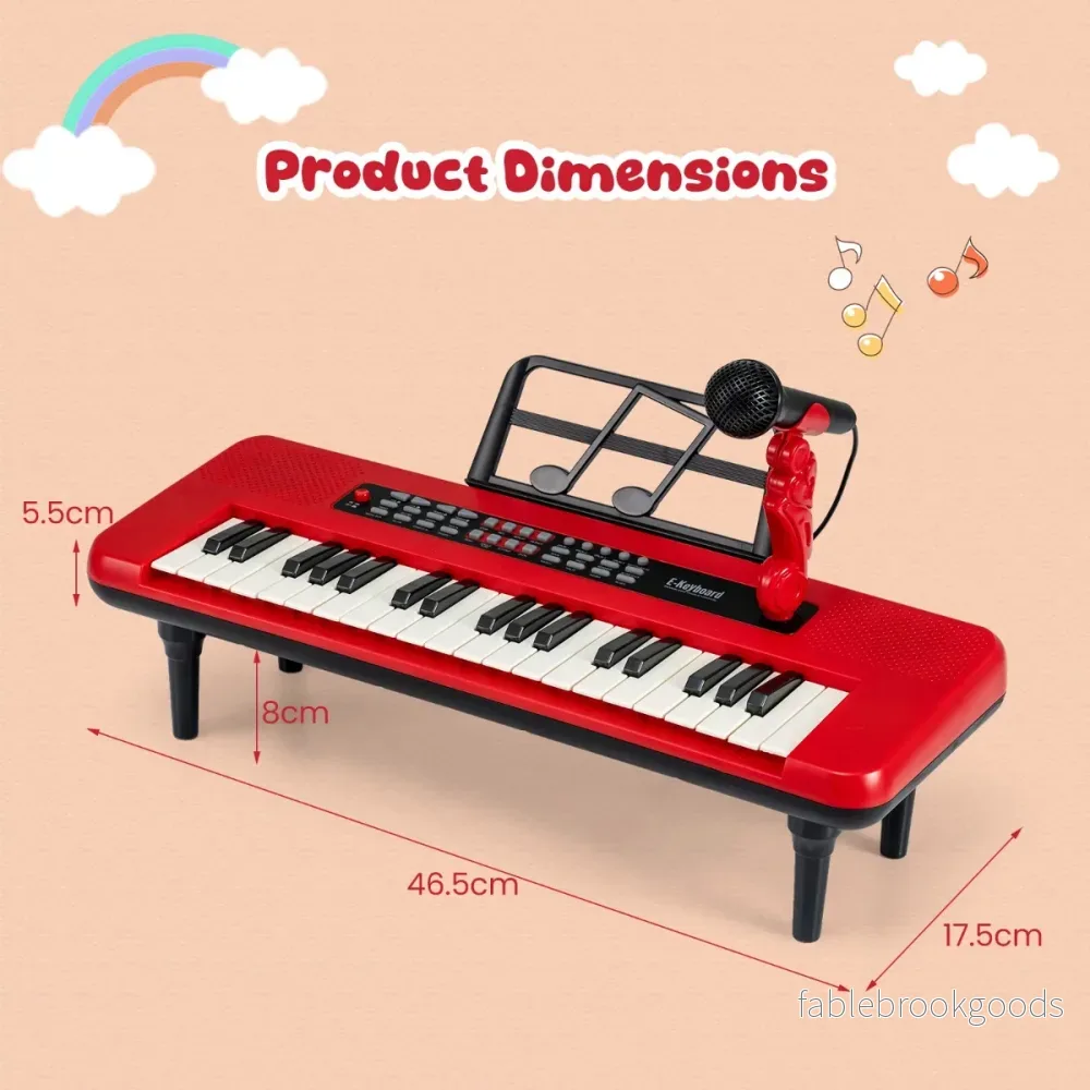 Tangent – Elektronisk Piano med Mikrofon och Notställ Avtagbar Ben – 37 – Röd - Bild 2
