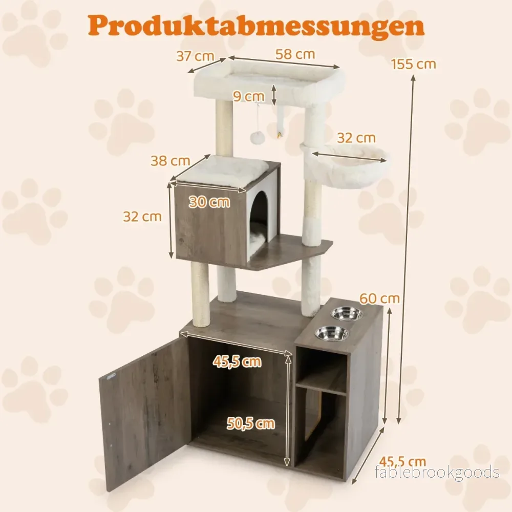 Kattmöbel – med klösstång Kattorn sisal Klösmatta och hängande boll Kattklätterträd – Grå - Bild 2