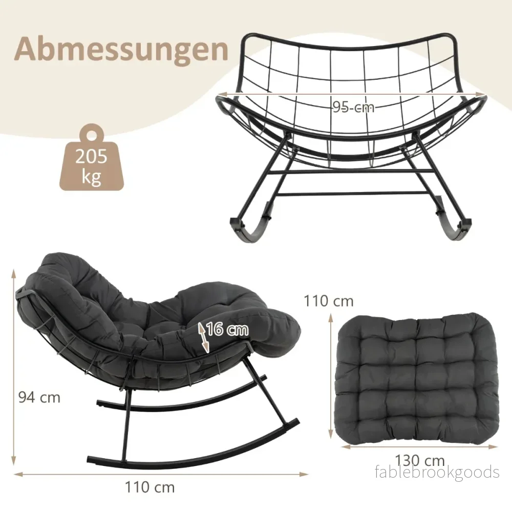 Gungstol – med vadderad kudde och bärförmåga Terrassstol – 205 kg – Grön - Bild 2
