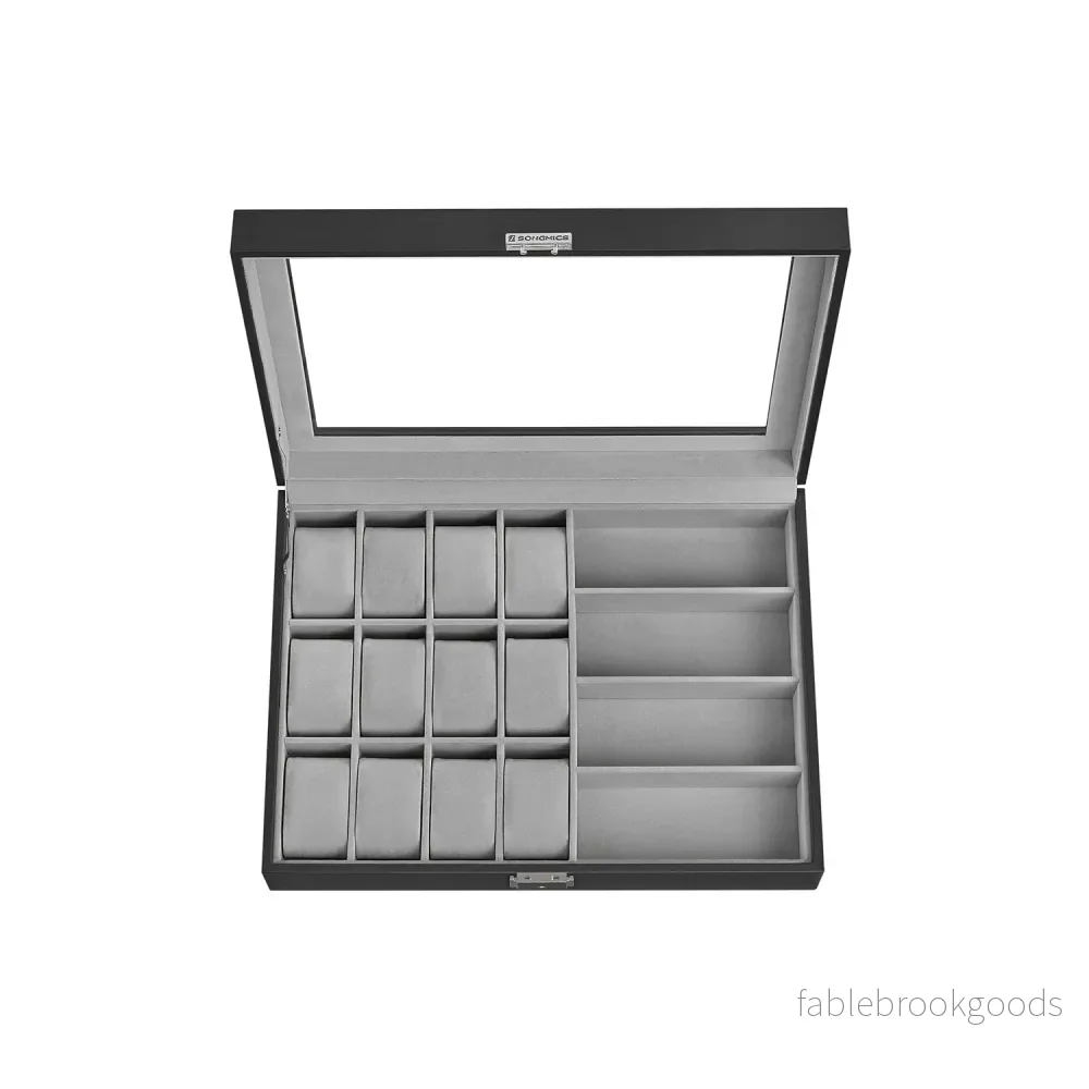 Klockbox – Låsbar med 16 fack – Bläcksvart Klockbox – Låsbar med 16 fack – Bläcksvart