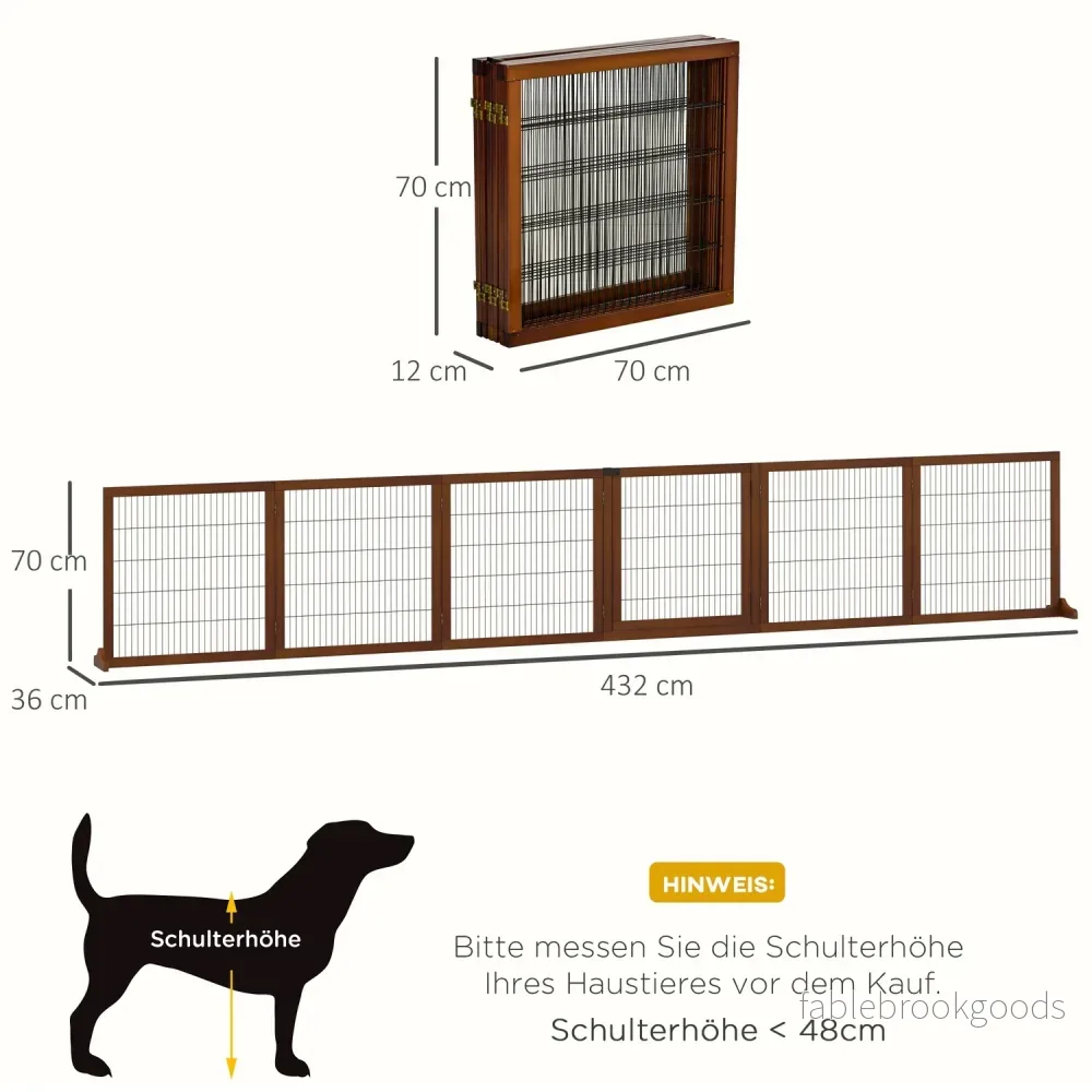 Fällbar hundgrind, 432 x 70 cm, Fristående, Kaffe - Bild 3