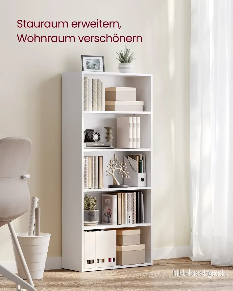 Boekenkast - 5 Planken - Verstelbare Planken - 134 cm - Wolkenwit - Bild 3