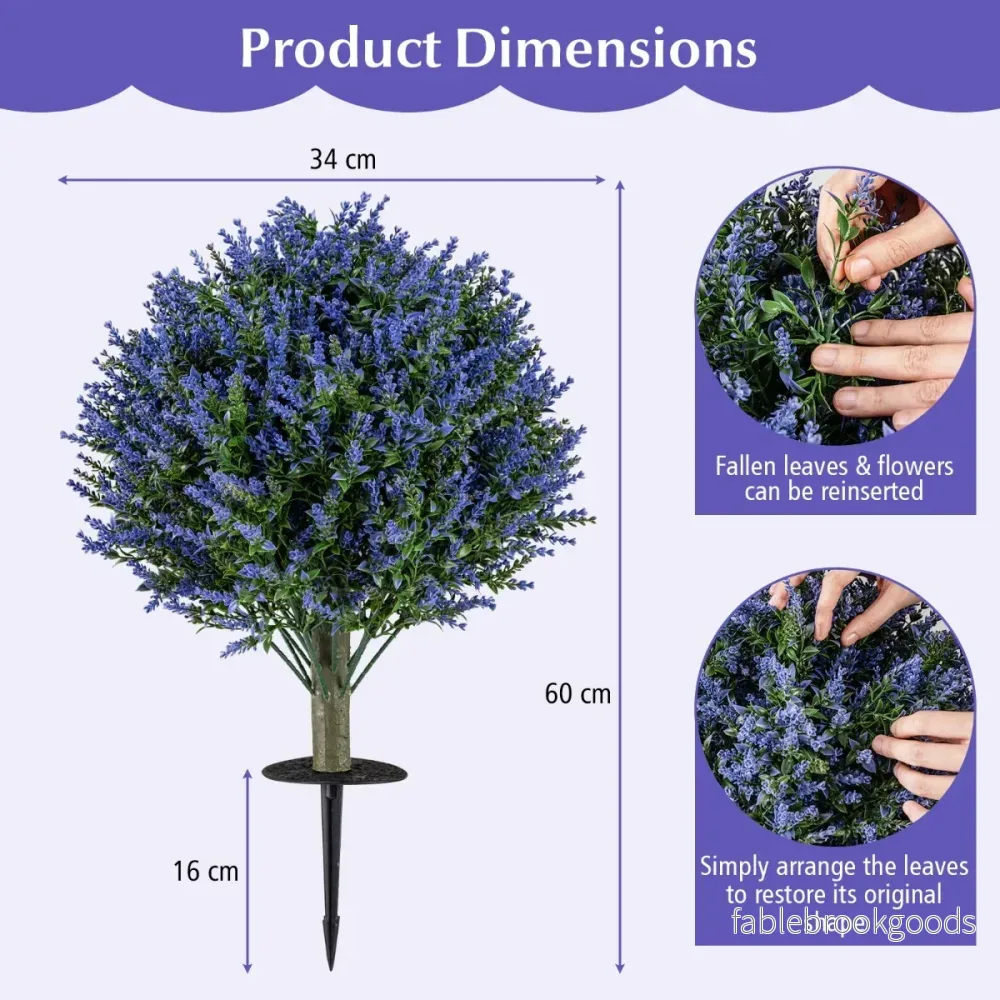 Delnings – Set Konstväxt Lavendel Med Jordspets och Ständigt Gröna Blad Stjälkar Dekorväxt – 2 – Grön - Bild 2