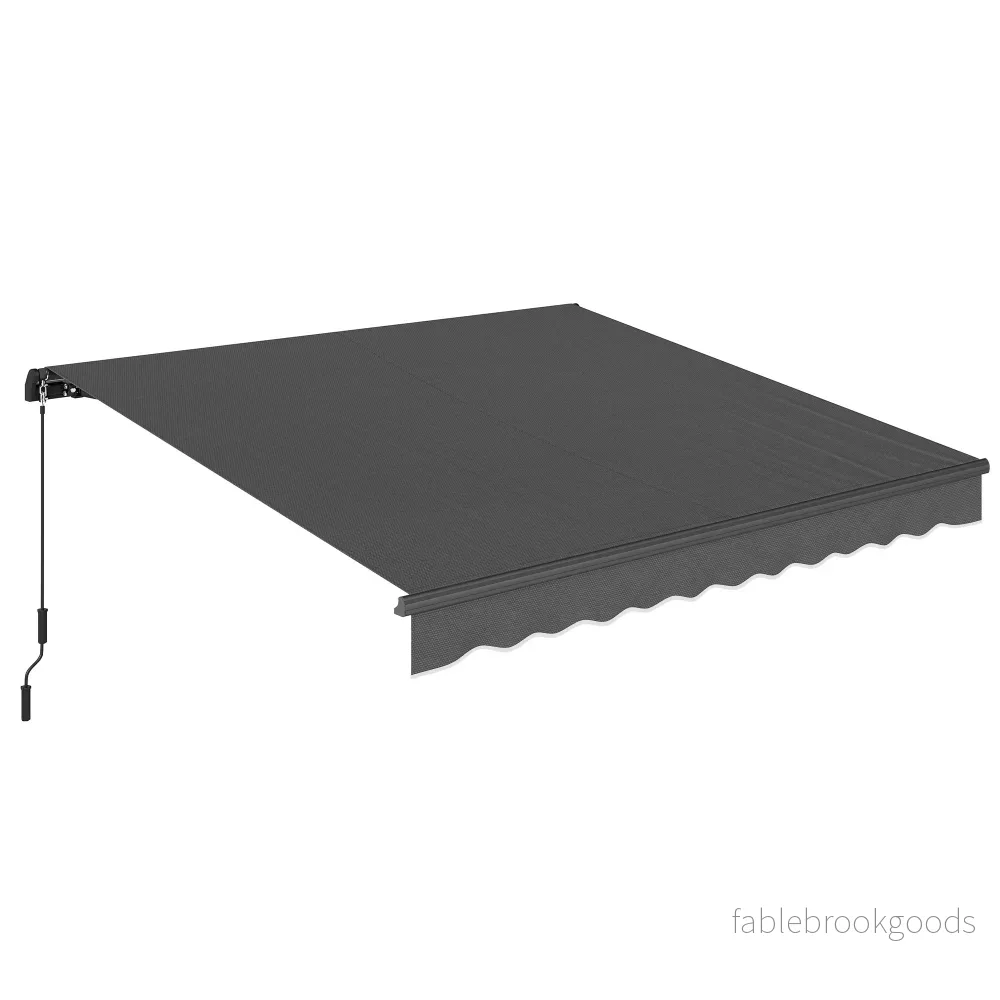 Utfällbar markis, 10m², mörkgrå, manuell vev