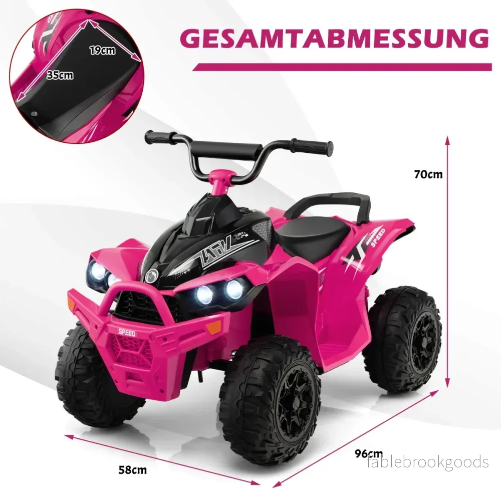 12V – elektrisk fyrhjuling för barn med km/h hastighet och signalhorn LED ljus – 3-5 – Rosa - Bild 2