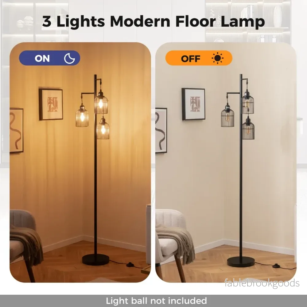 Modern – golvlampa industriell med lampskärmar fotkontakt – 169 cm 3 25 x 169 cm – Svart - Bild 2
