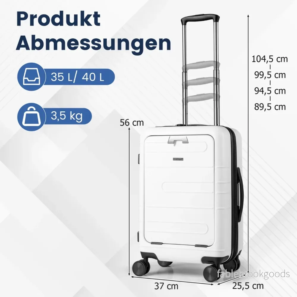 Utbyggbar – resväska lätt PC hårdskalväska tum flygplansgodkänd rullbagage – 20 – Vit - Bild 2