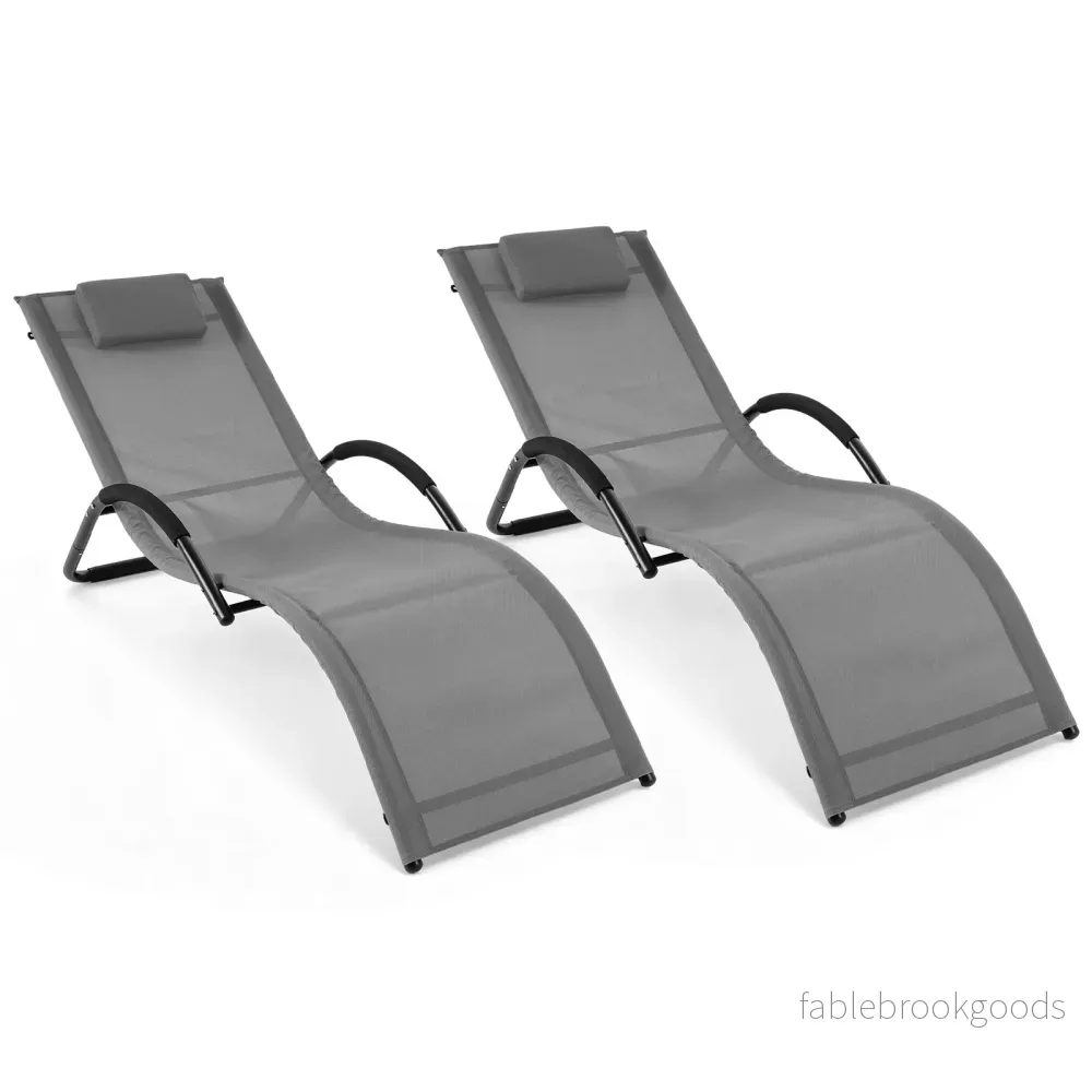 pack – ergonomisk solstol med avtagbart huvudkudde liggstol belastbar upp till – 2 160 kg – Grå