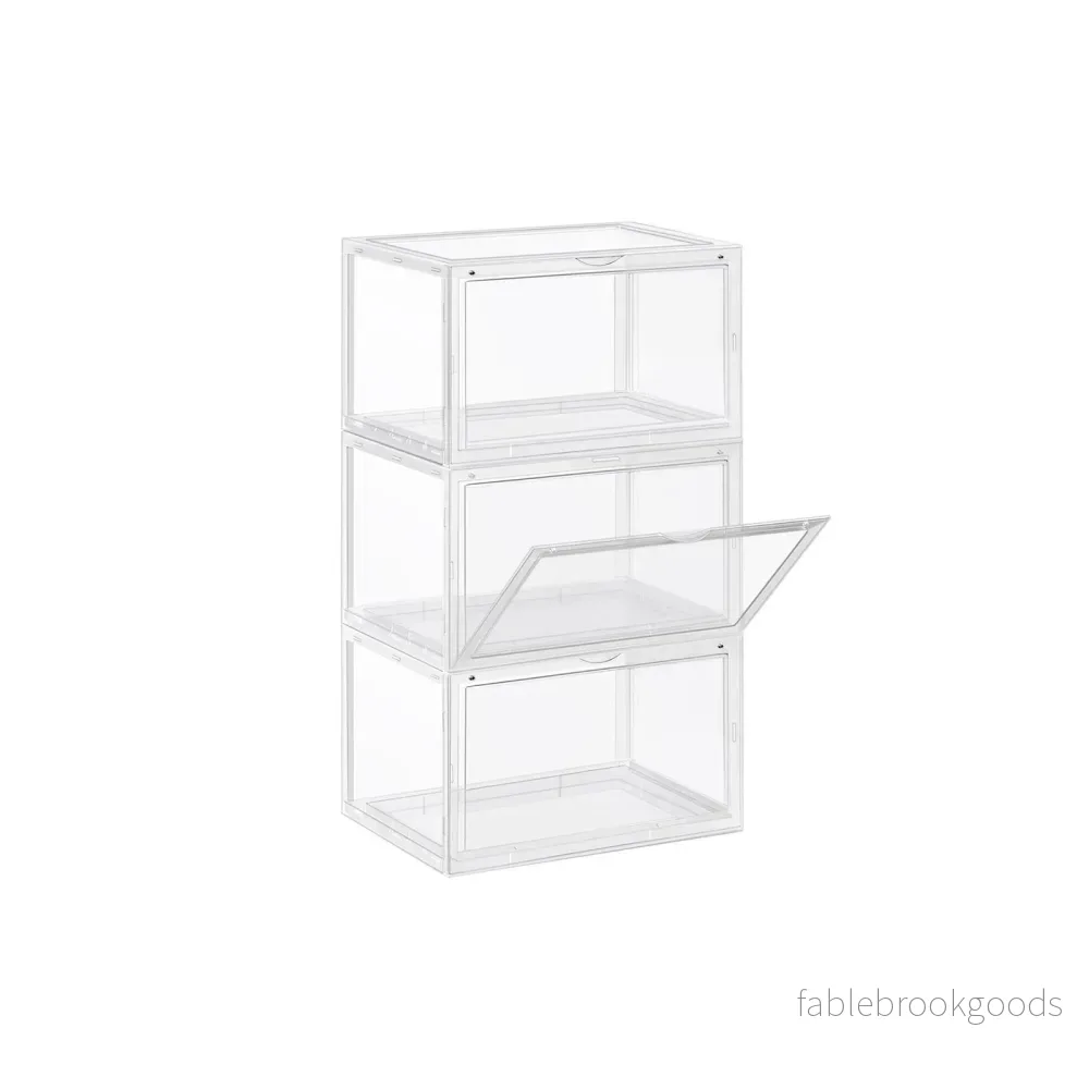 Skokartonger Set om 3 Stapelbara Transparent Skokartonger Set om 3 Stapelbara Transparent