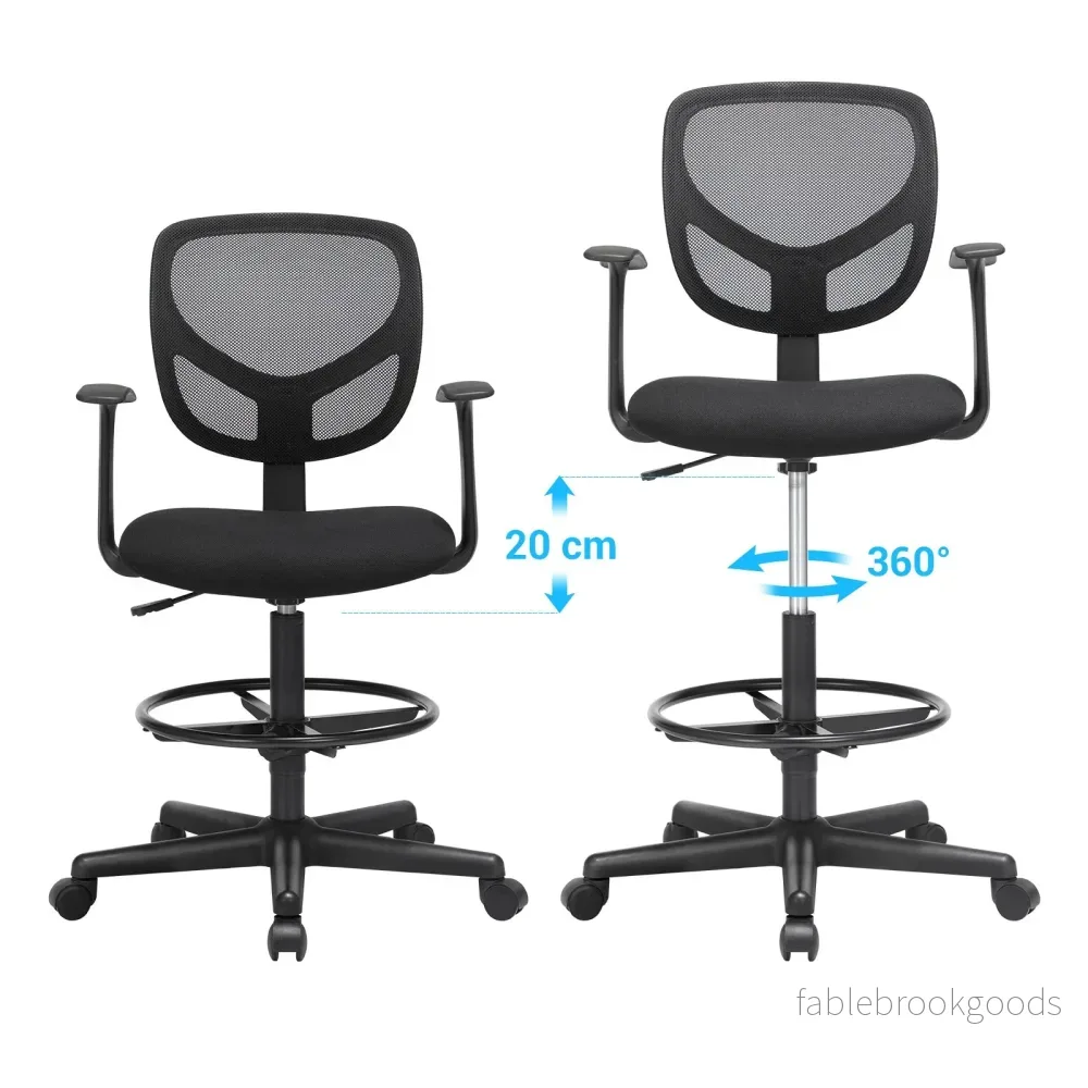 Kontorsstol – Ergonomisk med armstöd och fotstöd – Svart - Bild 2