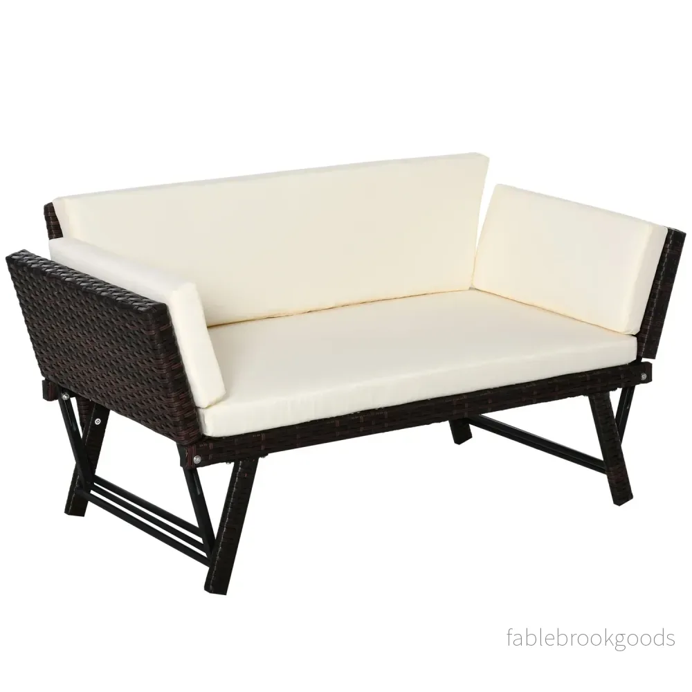 2-sits polyrattan trädgårdssoffa med fällbara armstöd 2-sits polyrattan trädgårdssoffa med fällbara armstöd