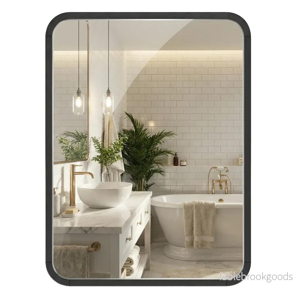 Wandspiegel - Rechthoekig - Aluminium Frame - 40 x 30 cm - Zwart - Bild 2