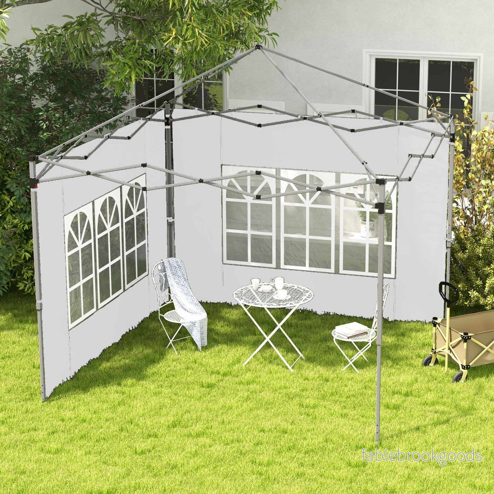 Vattentäta sidoväggar till paviljongen med fönster, 3x3/3x4 m, vita - Bild 2