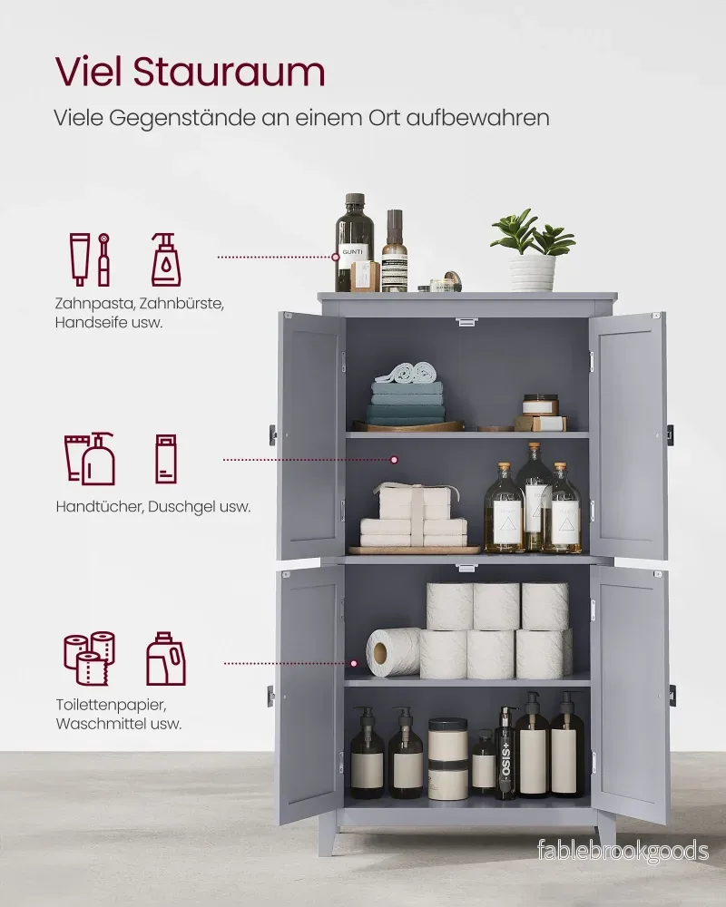 Köksskåp – med 4 luckor och justerbara hyllplan – vit - Bild 3