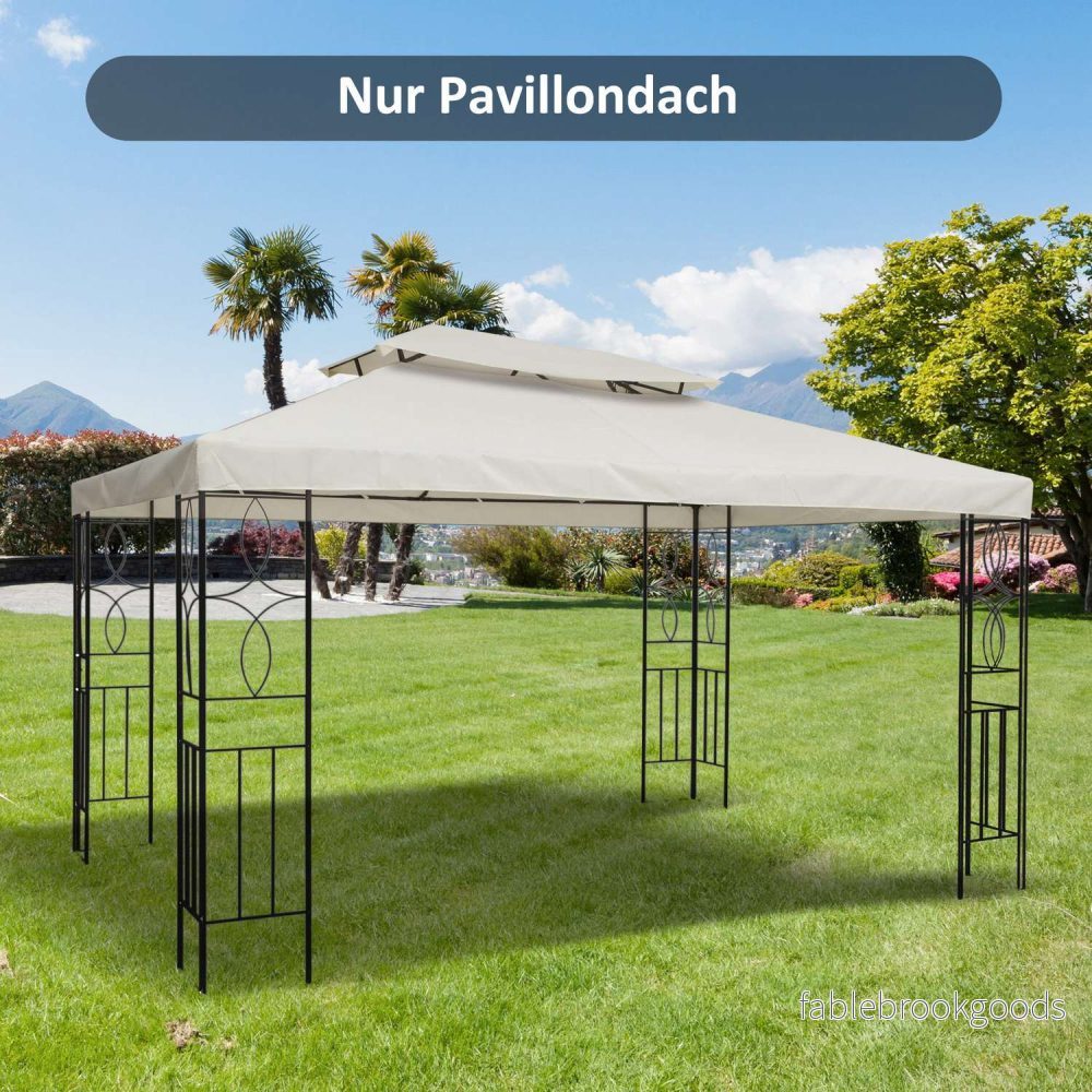 Krämvitt polyestertak för 4x3M Metal Gazebo - Bild 2